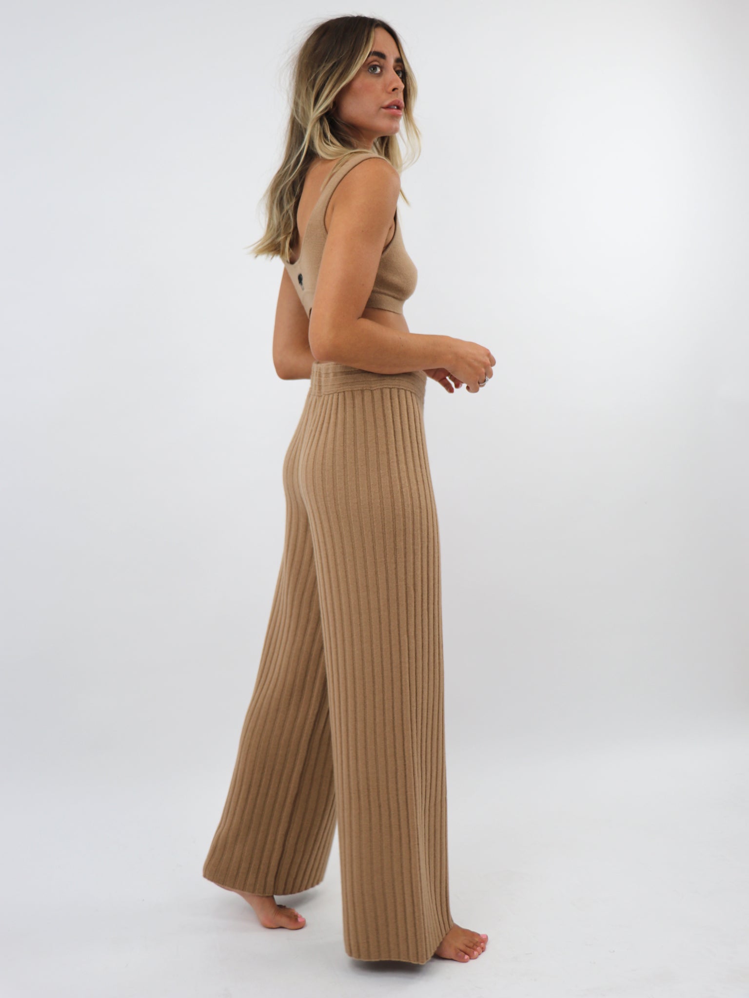 Cashmere Ribbed Wide leg pants