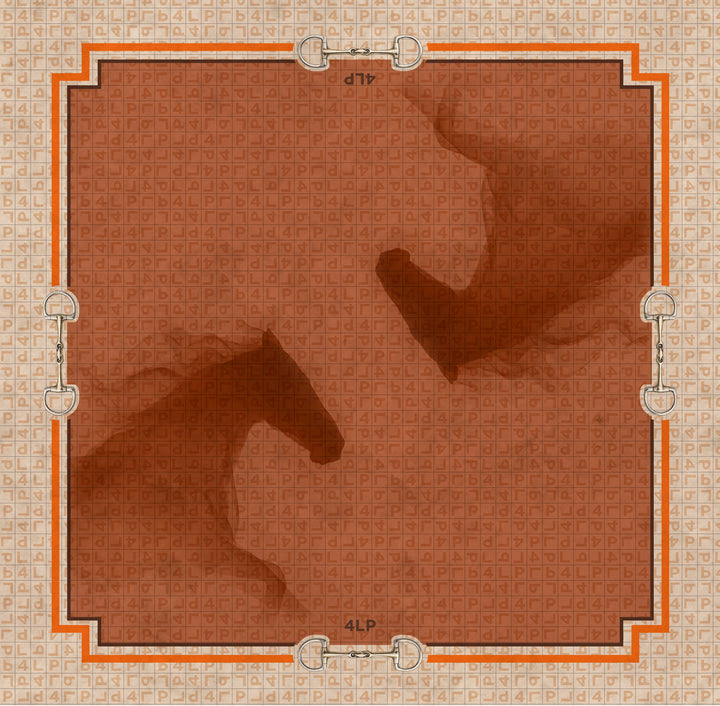 Square Silk Scarf with equestrian theme in 38.5 x 38.5 inches