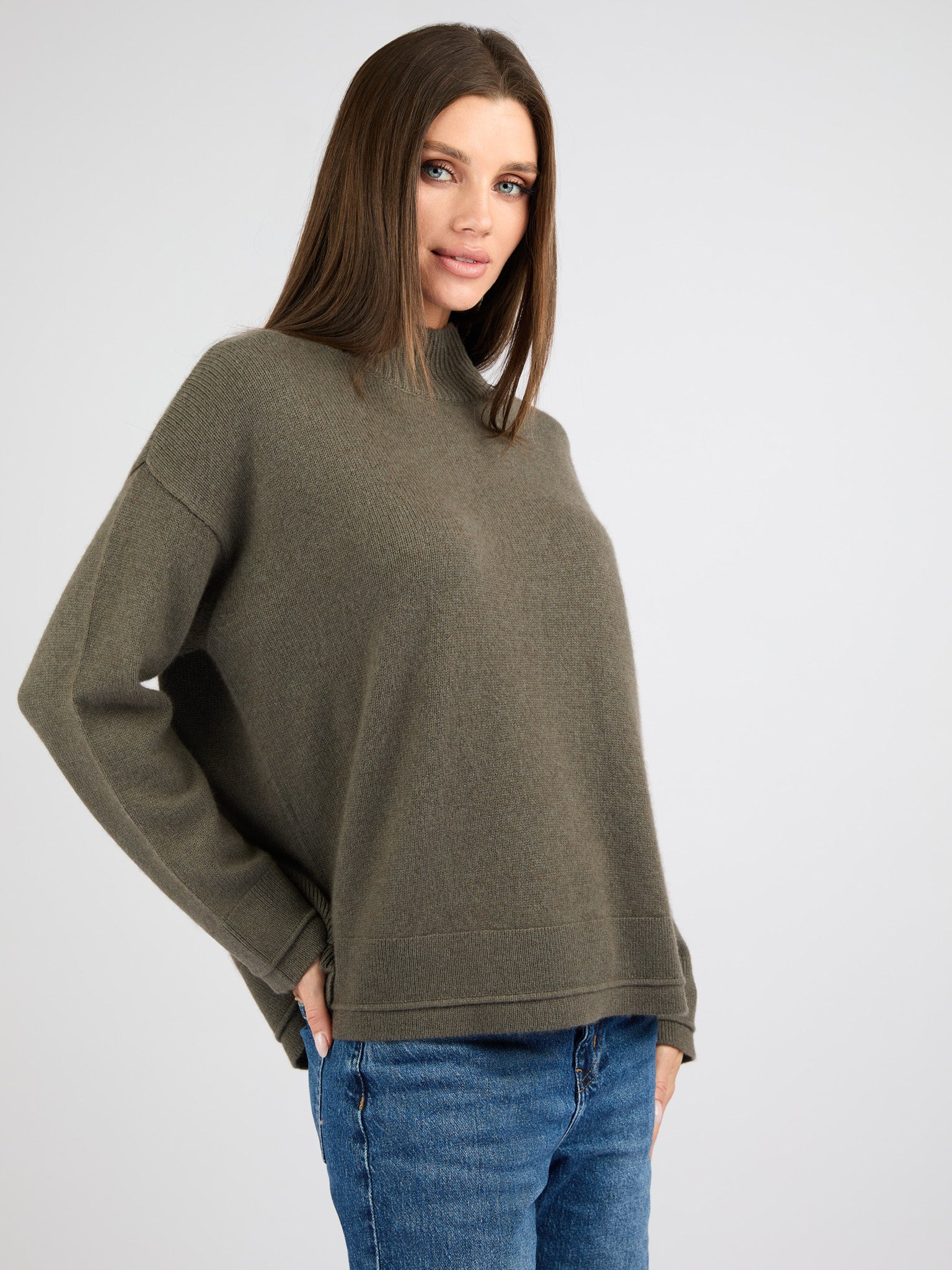 Women Split Neck Cashmere sweater