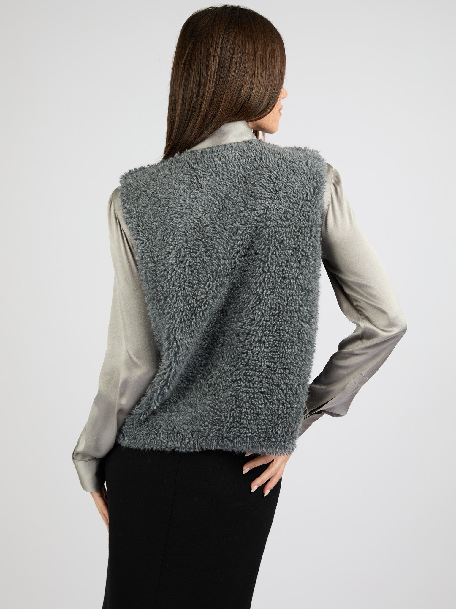 Cashmere Vest with a Textured Fur Effect