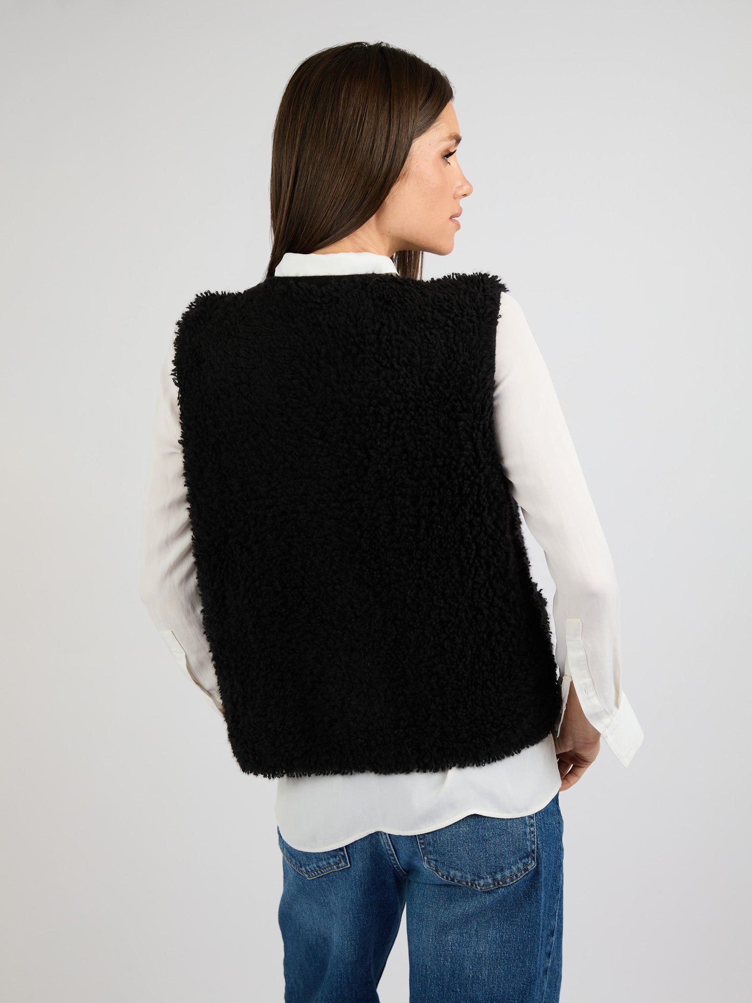 Cashmere Vest with a Textured Fur Effect
