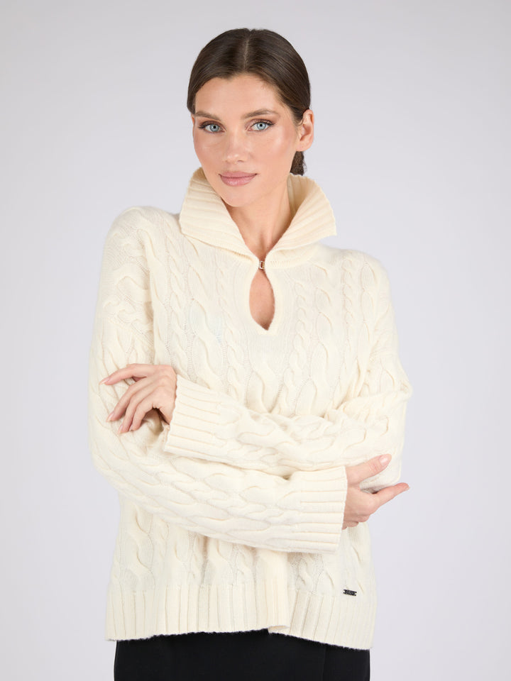 Women Cable knit Cashmere Sweater #PEARL