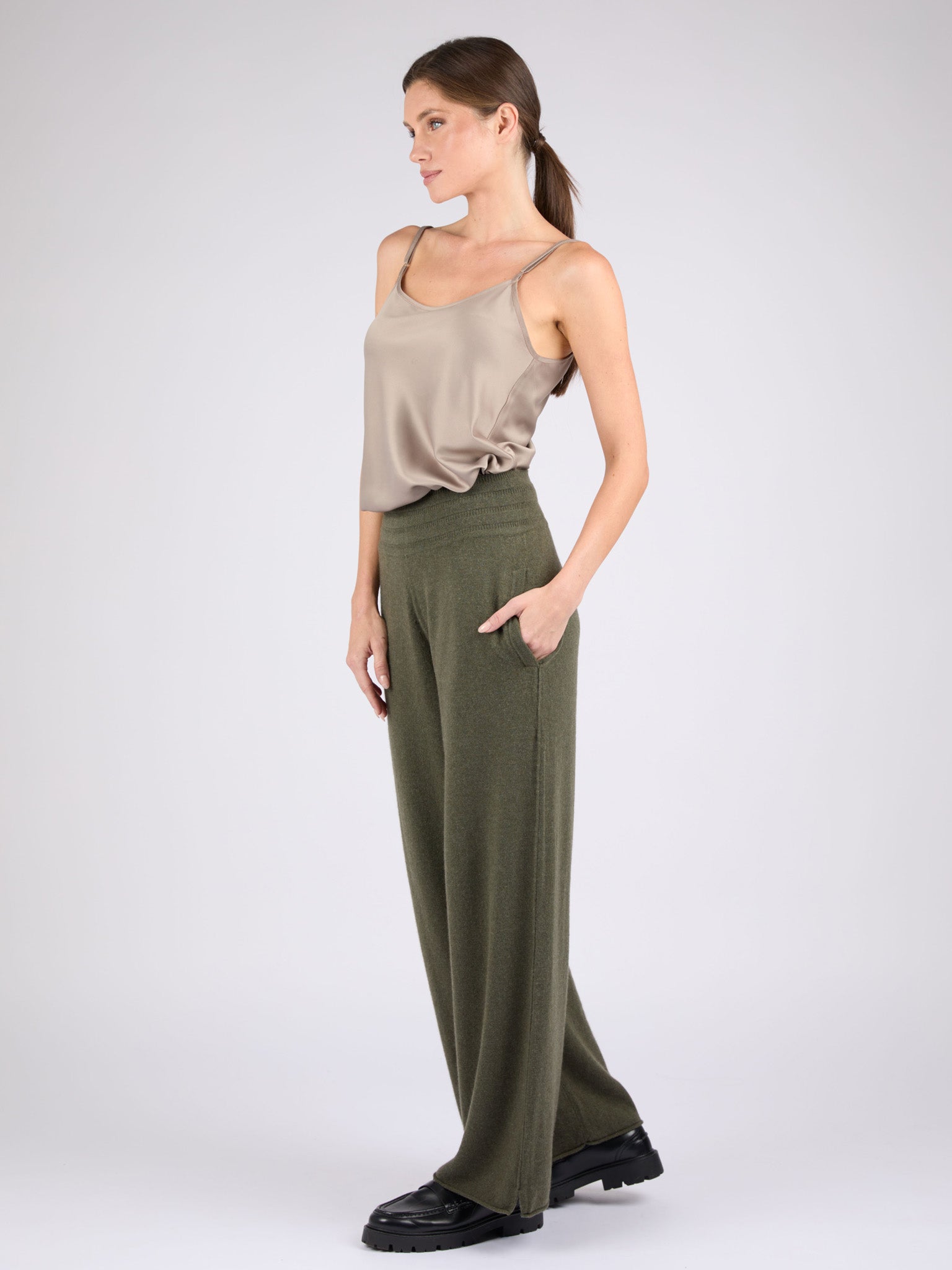 Women Cashmere Wide-Leg Pants