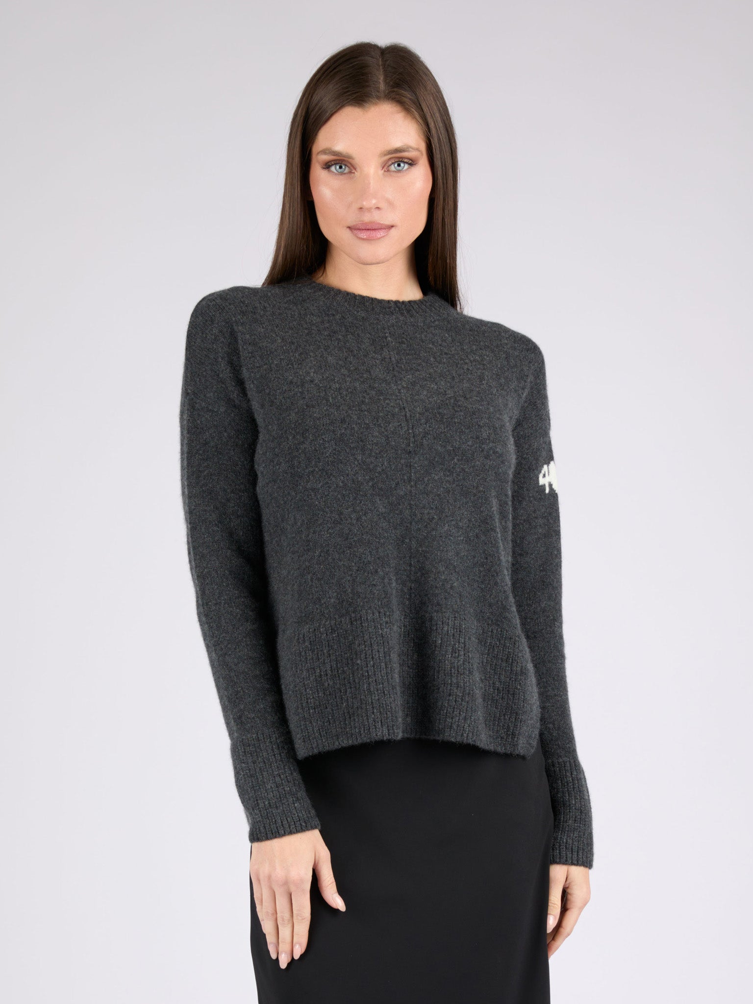 Women Cashmere Crewneck with High/Low hem