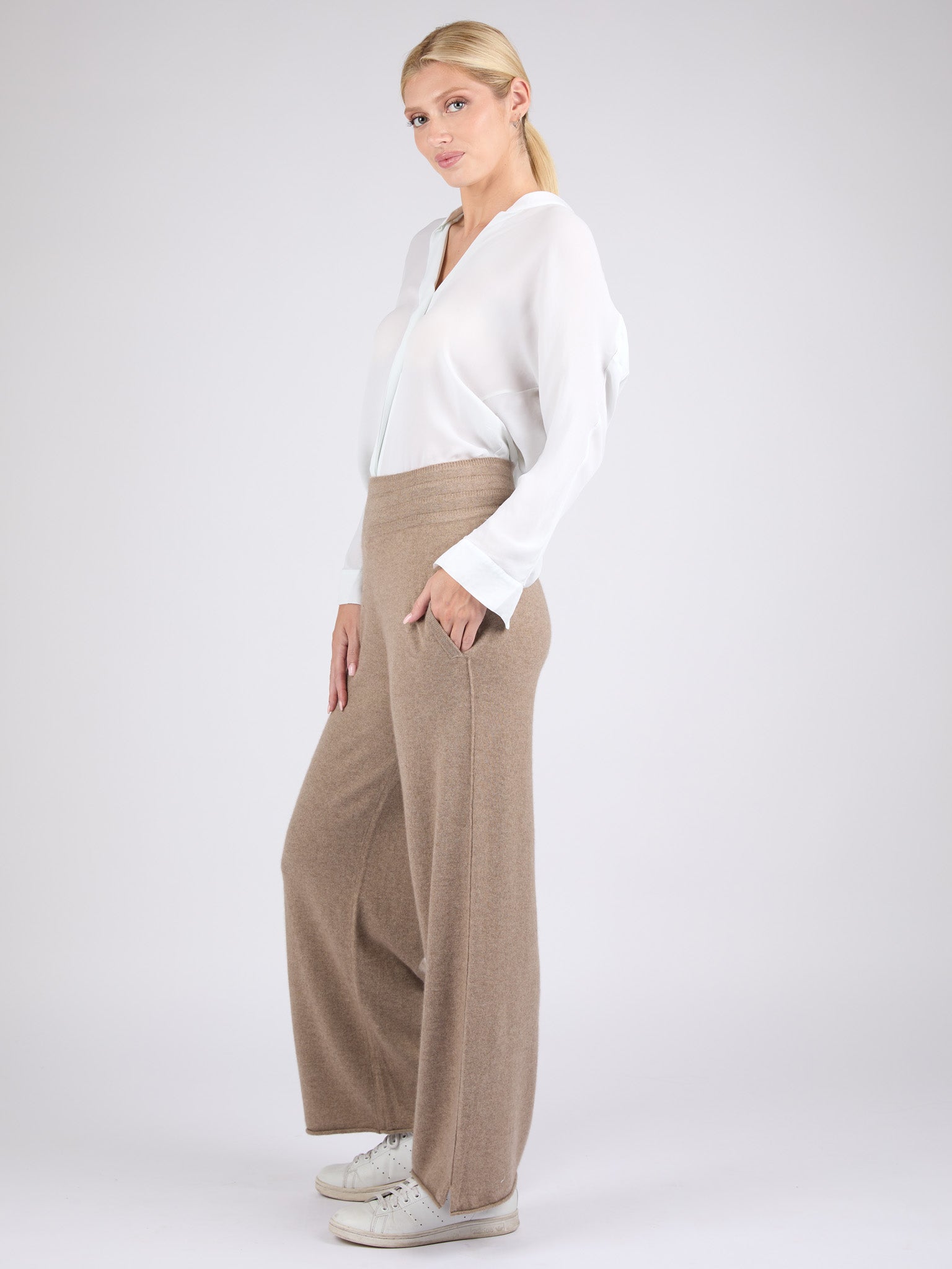Women Cashmere Wide-Leg Pants
