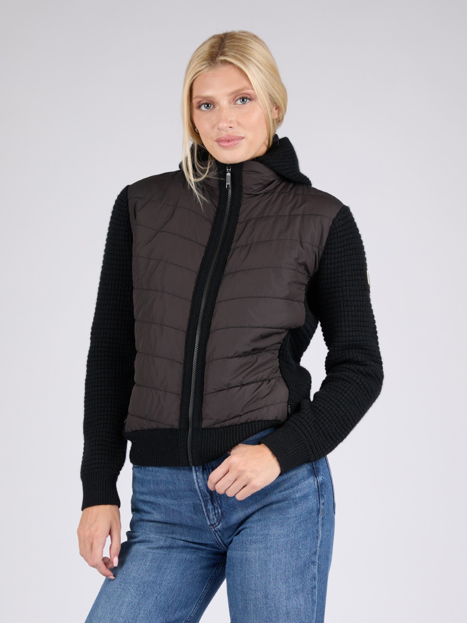 Women Cashmere Puffer Jacket with removable hood