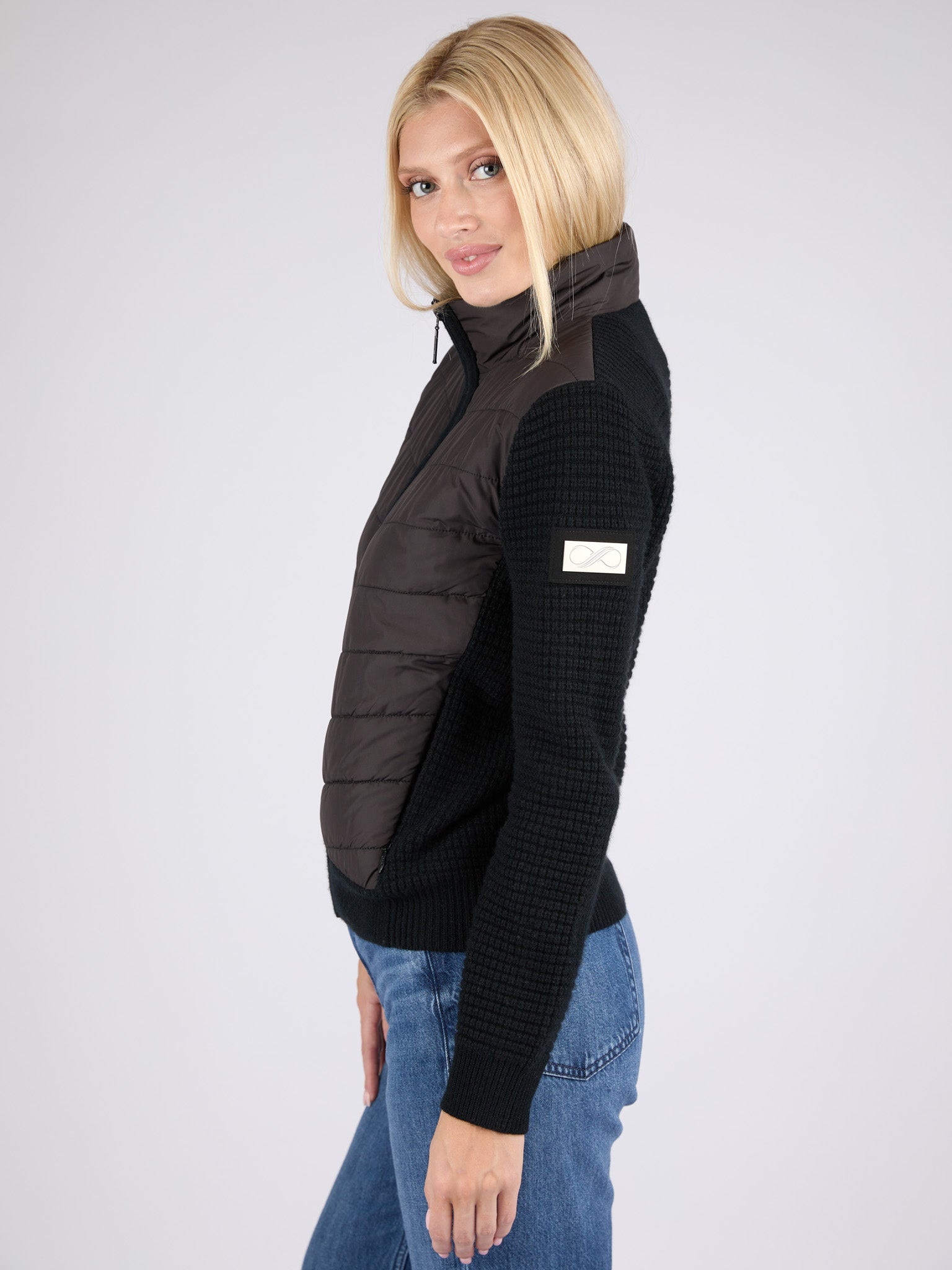 Women Cashmere Puffer Jacket with removable hood