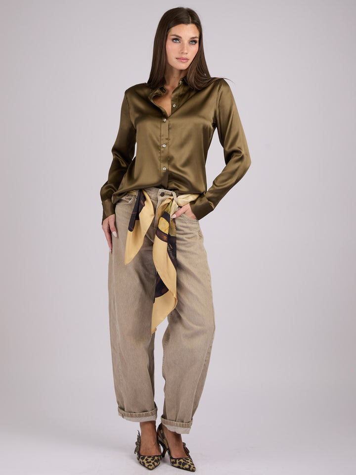 Silk Charmeuse classic button-up shirt #MOSS