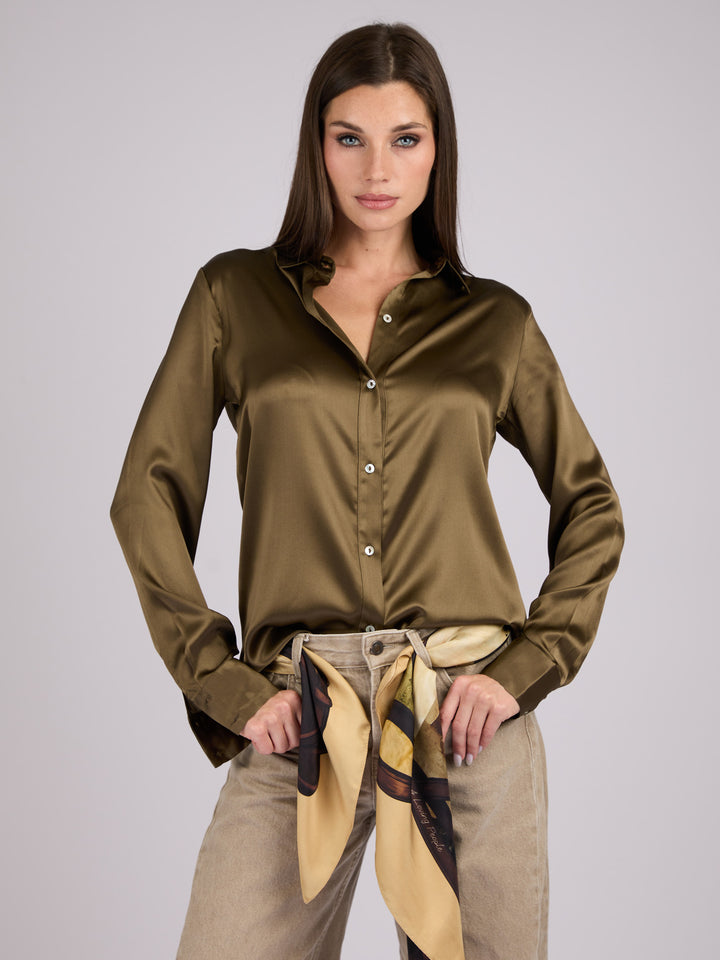 Silk Charmeuse classic button-up shirt #MOSS