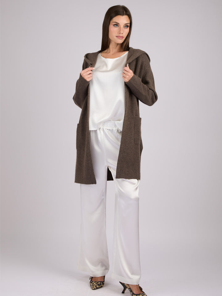 Wide legs Silk Charmeuse pants #PEARL