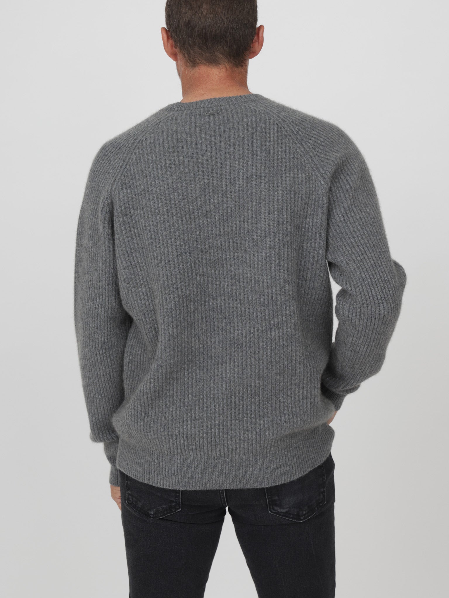 Men Ribbed Crewneck Raglan Sleeves