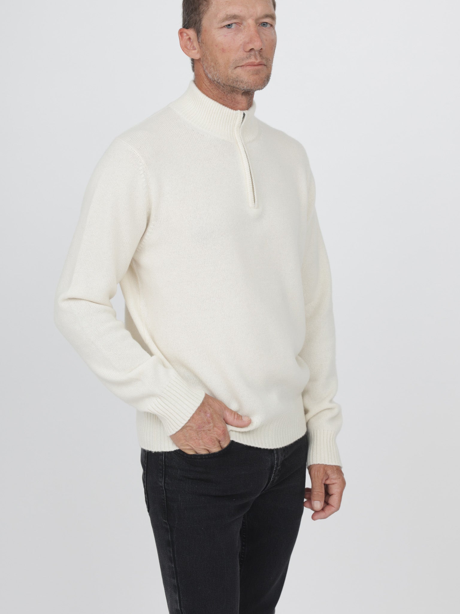 Men Cashmere Quarter Zip