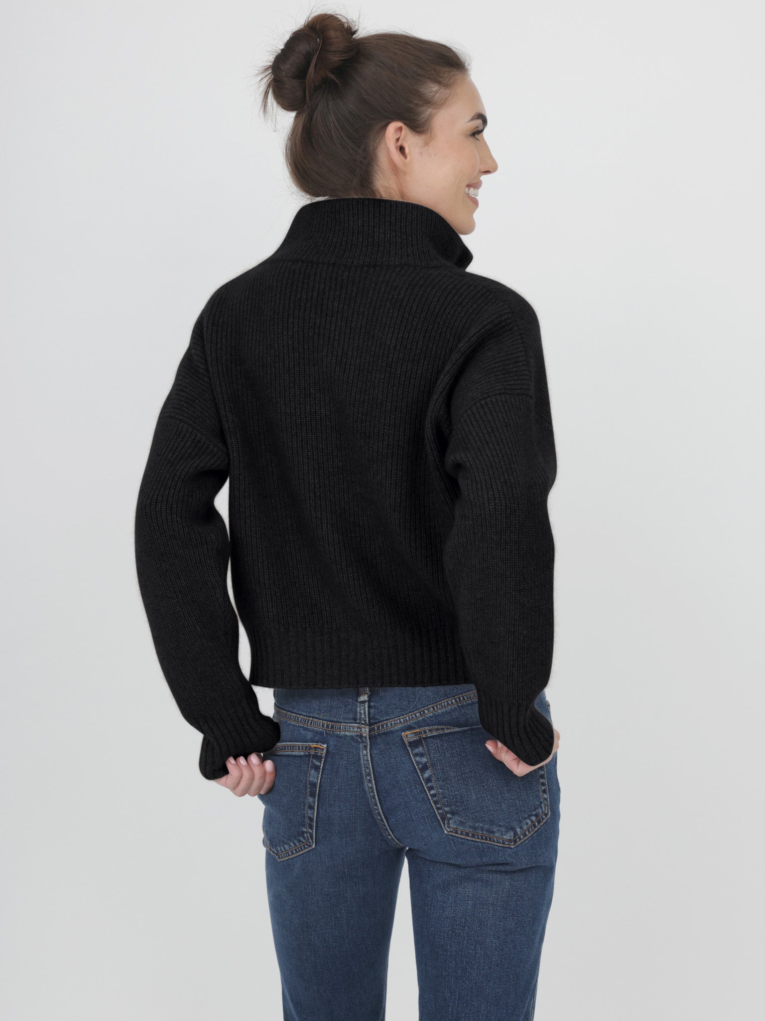 Ribbed Cashmere Quarter Zip