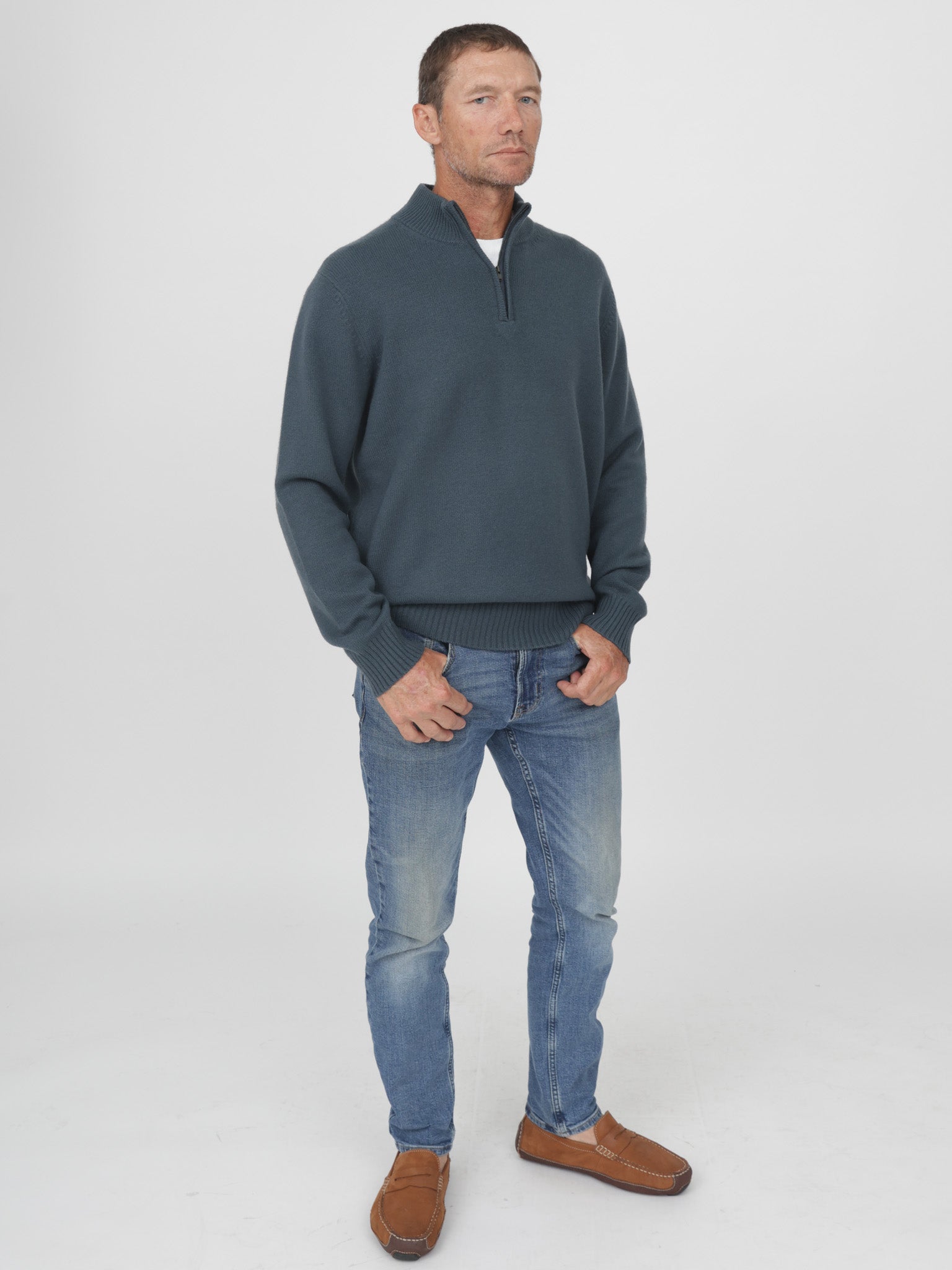 Men Cashmere Quarter Zip