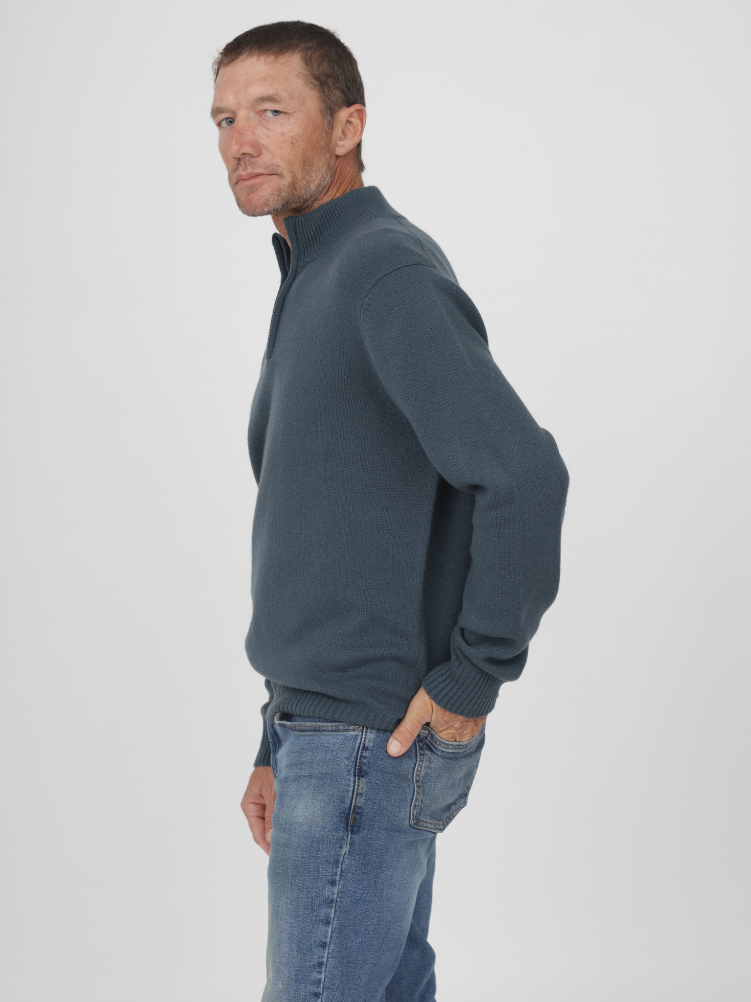 Men Cashmere Quarter Zip