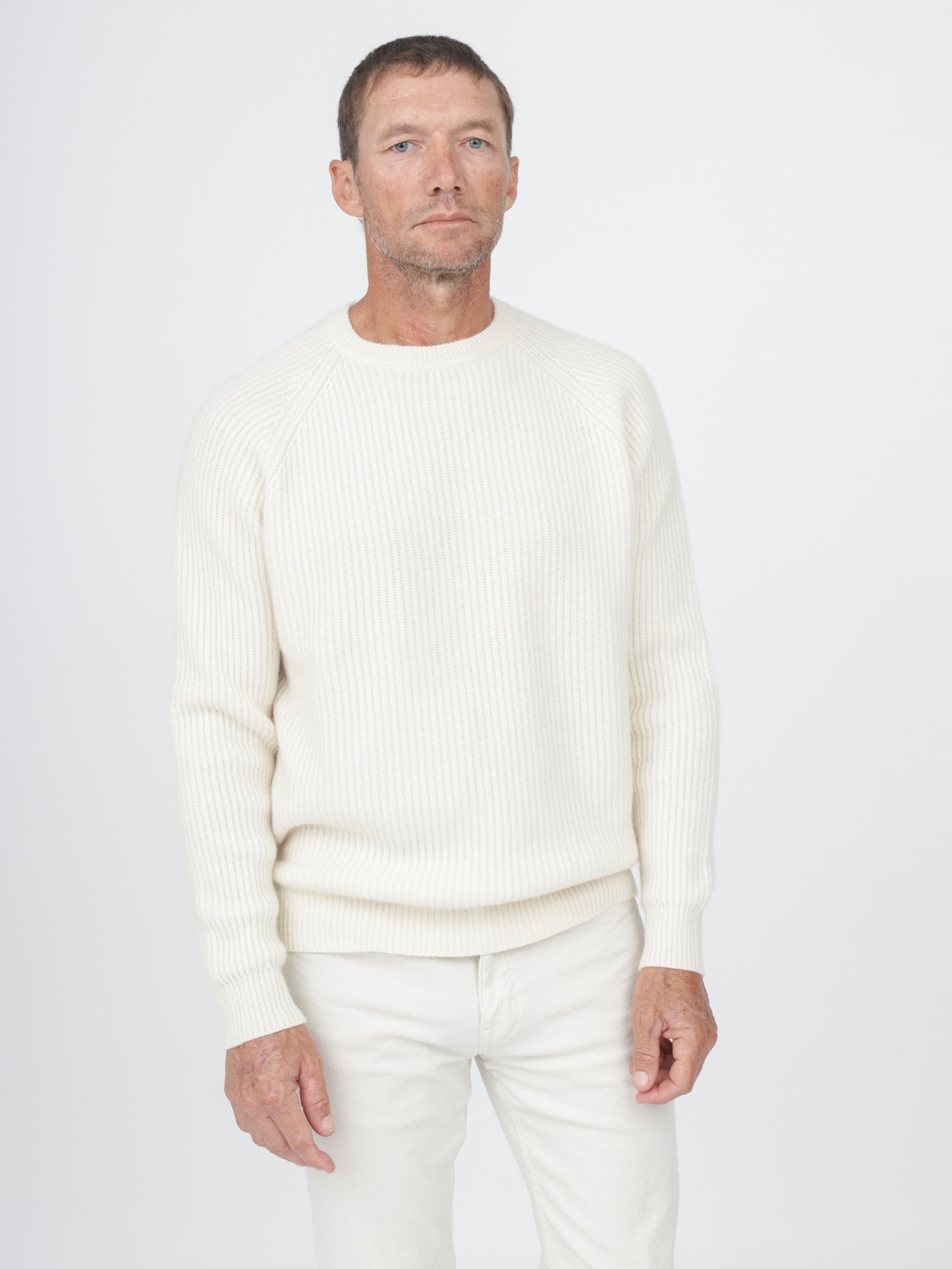 Men Ribbed Crewneck Raglan Sleeves