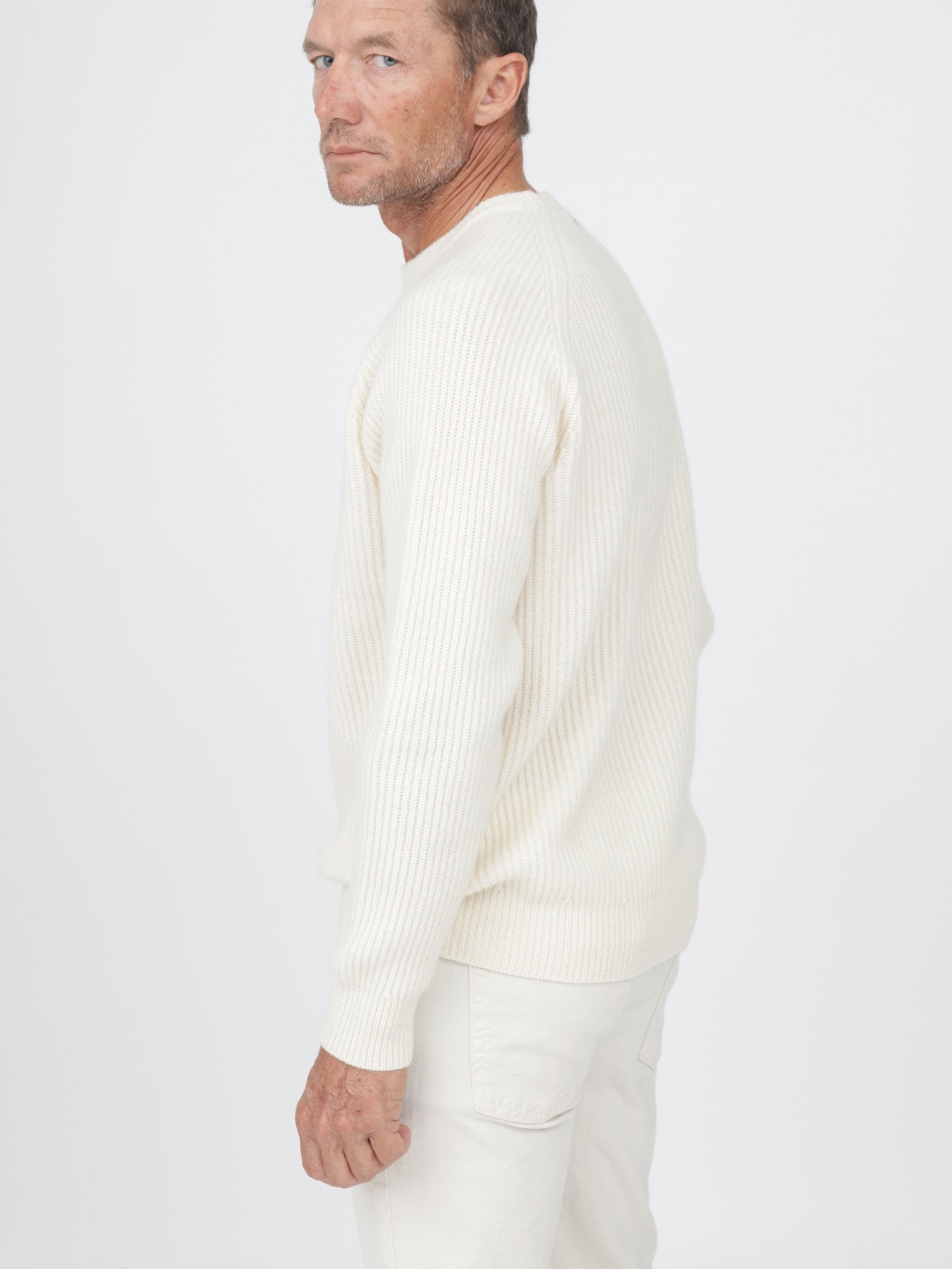 Men Ribbed Crewneck Raglan Sleeves