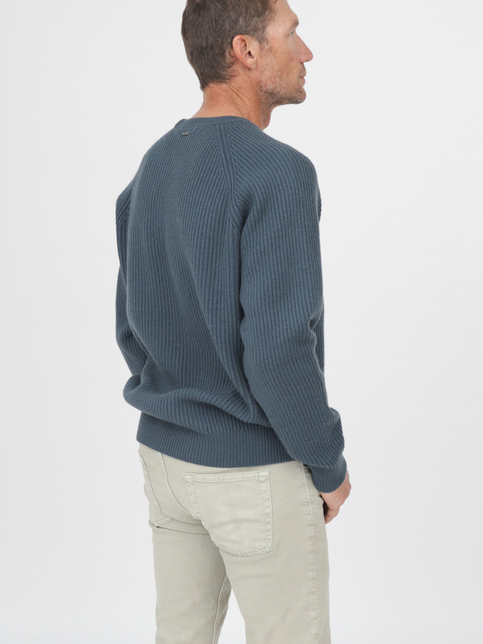 Men Ribbed Crewneck Raglan Sleeves