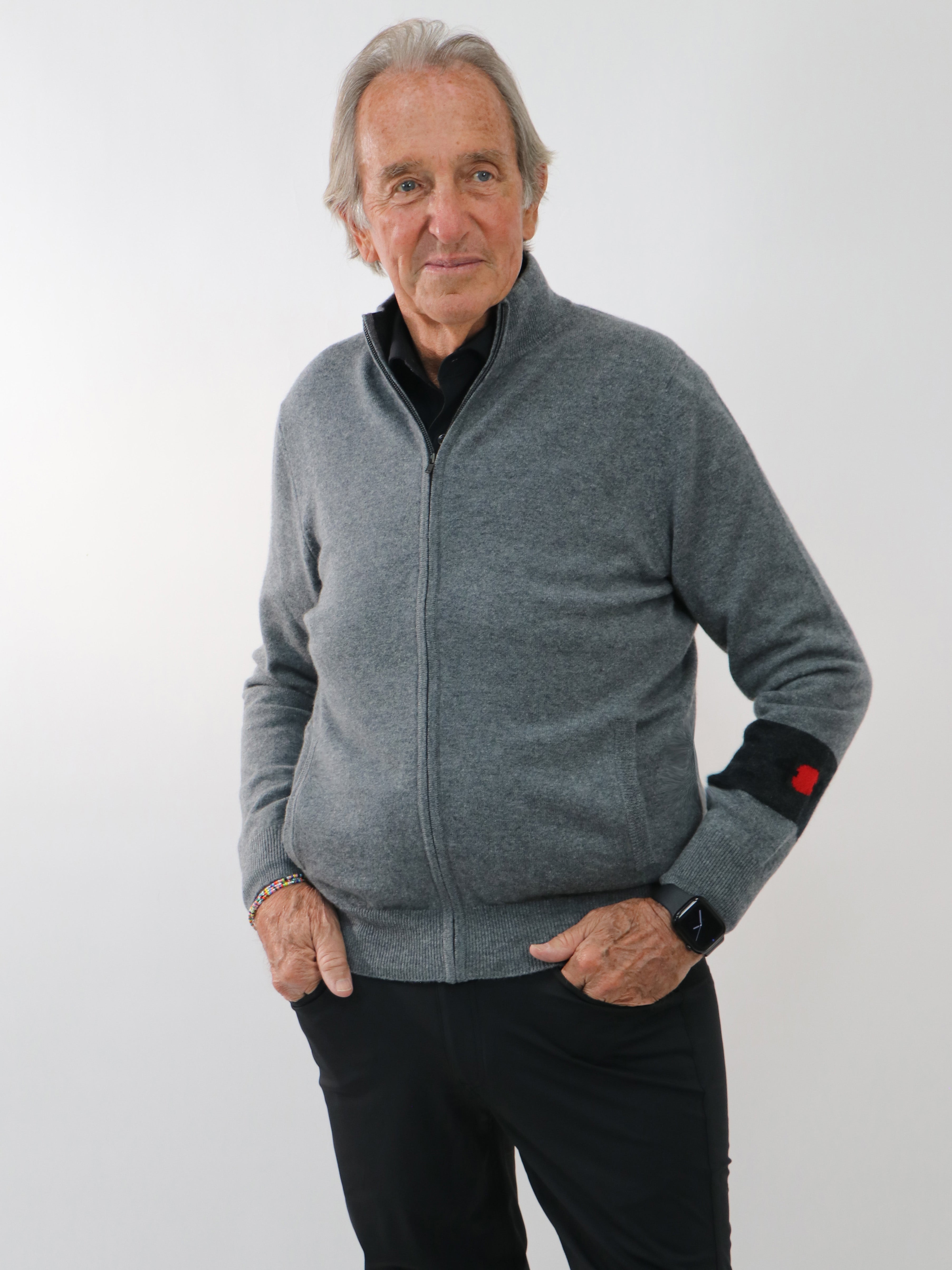 Men Cashmere Cardigan Sweater #SMOKE