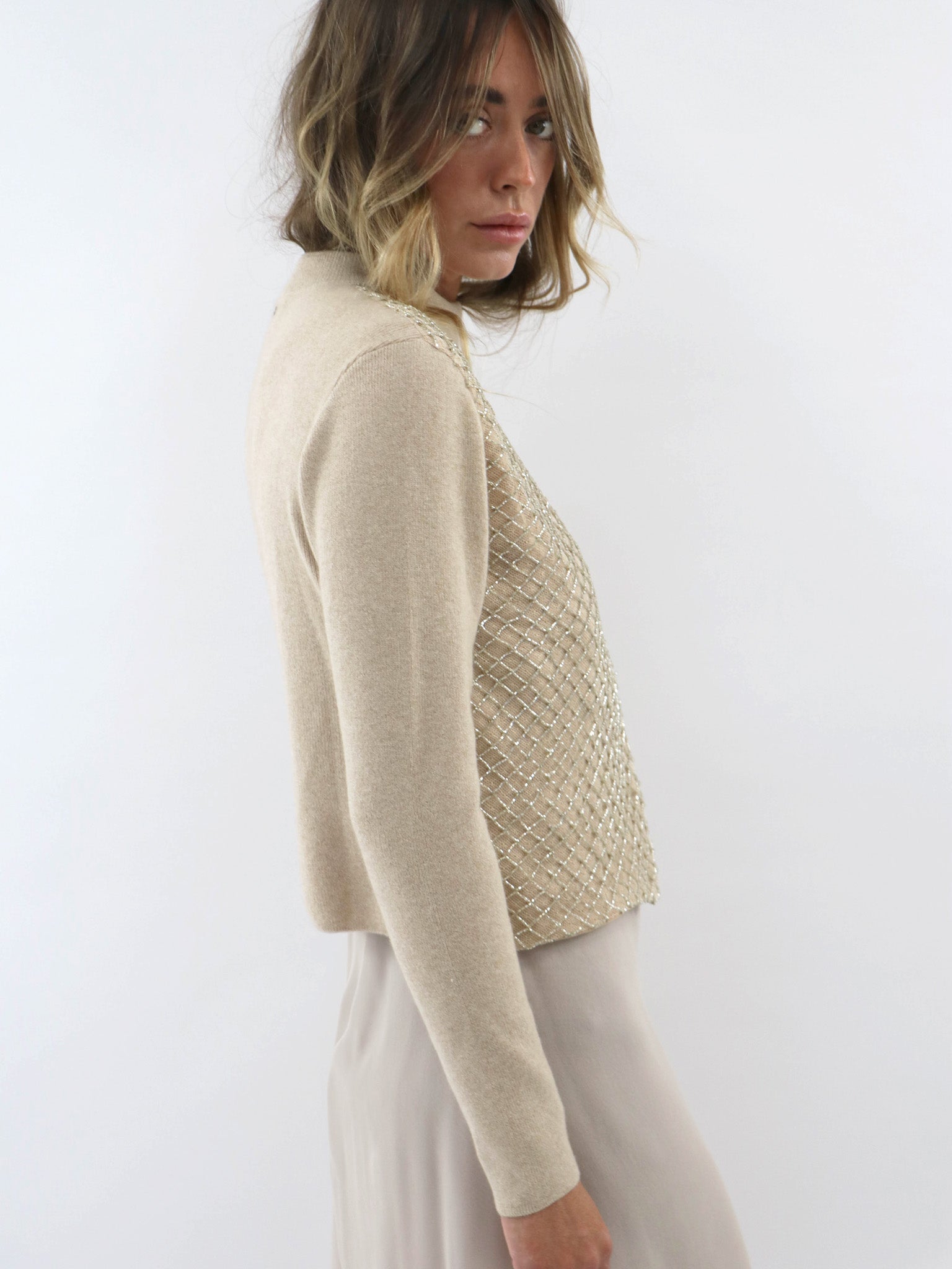 Cashmere and Beaded lace Cardigan