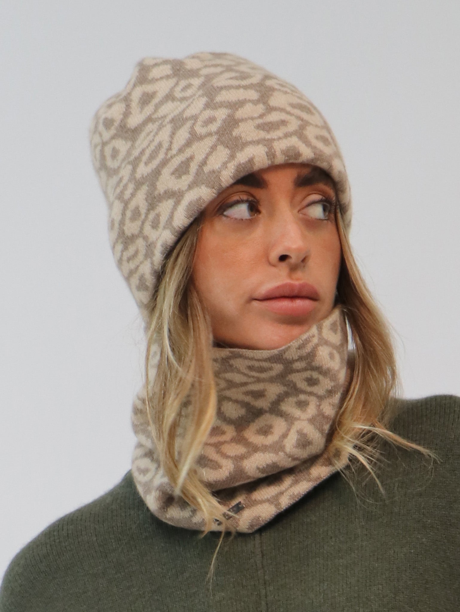 Leopard Print Cashmere Beanie