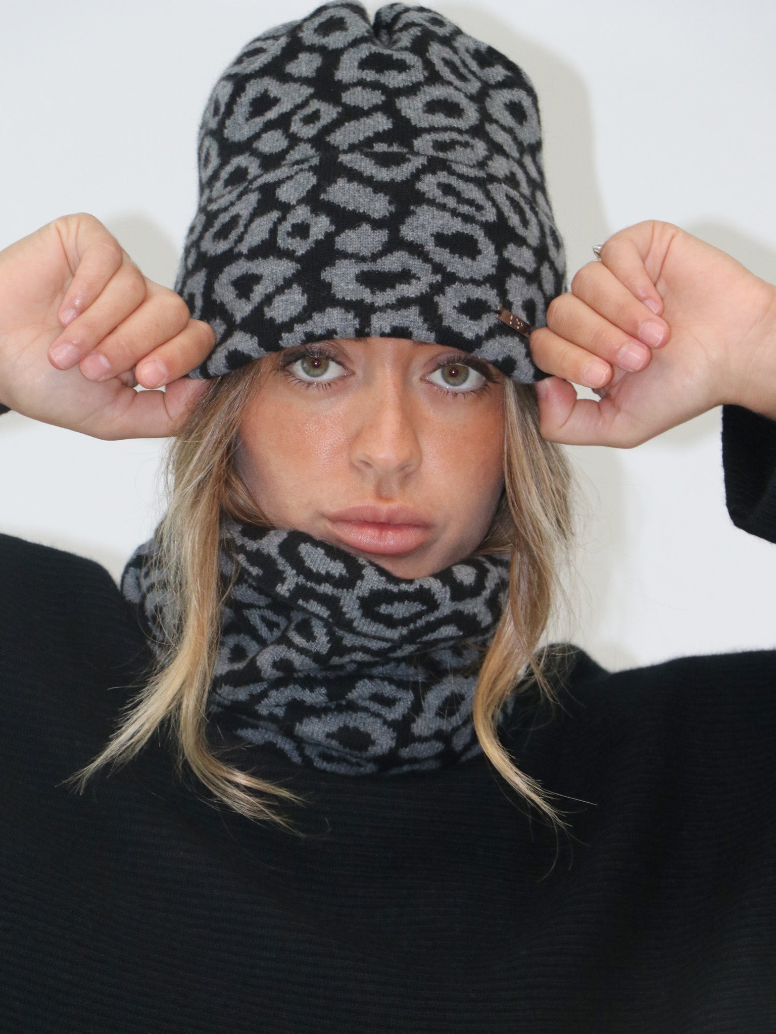Leopard Print Cashmere Beanie