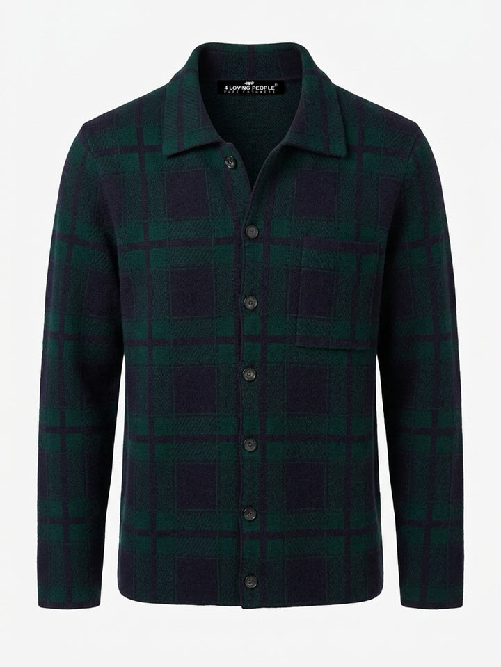 Cashmere men overshirt button up #GREEN/BLUE