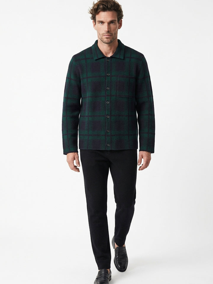 Cashmere men overshirt button up #GREEN/BLUE