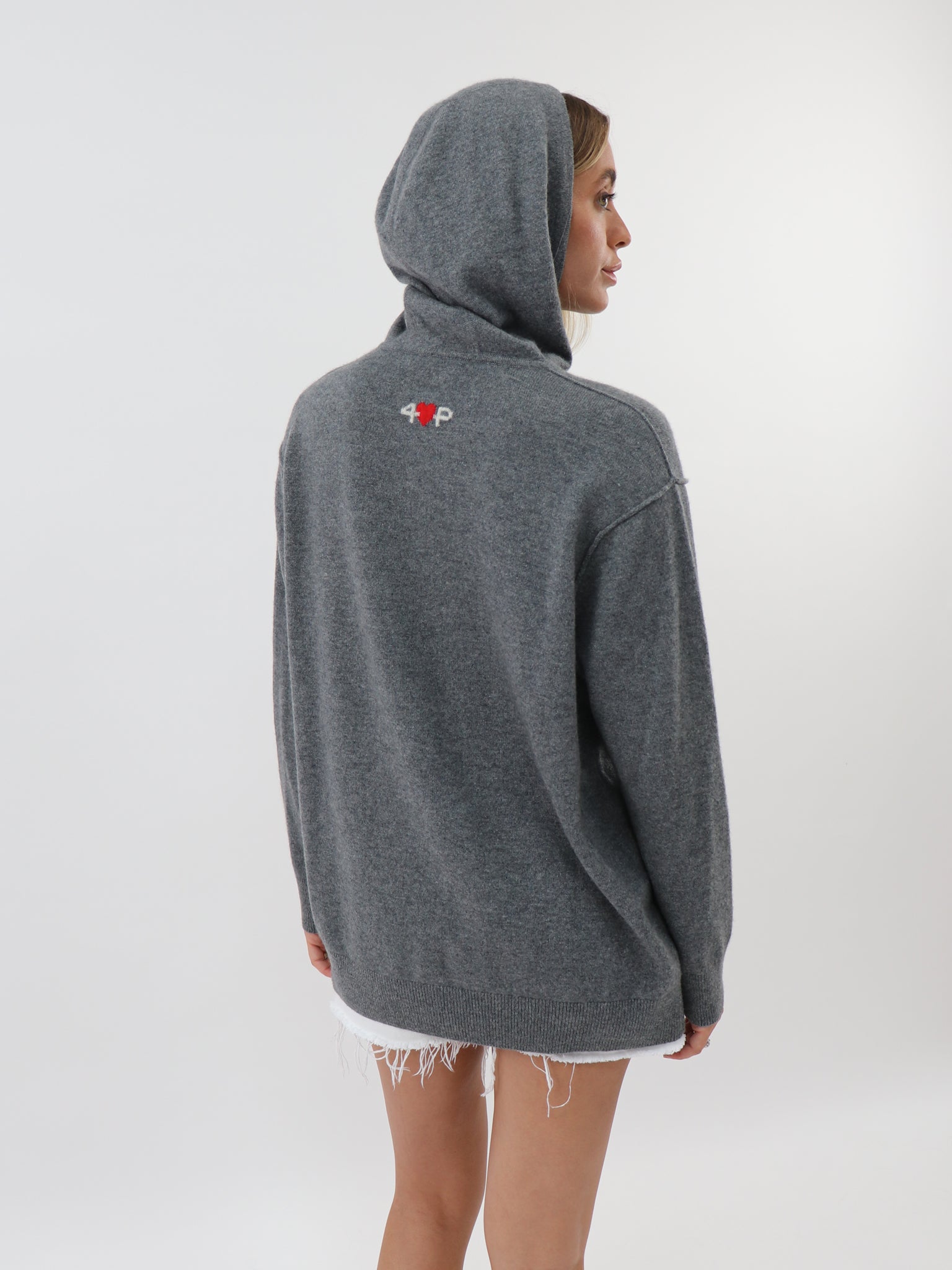 Cashmere Hooded Sweatshirt with Intarsia