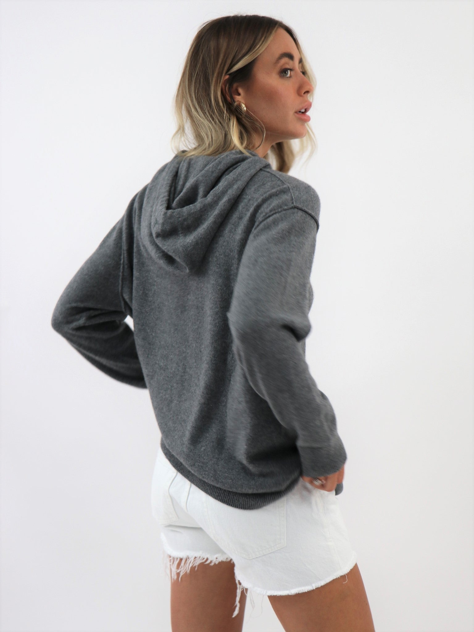 Cashmere Hooded Sweatshirt with Intarsia