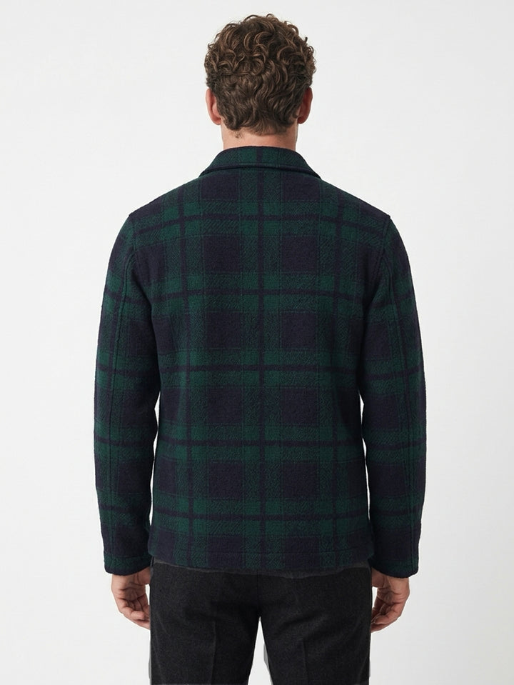 Cashmere men overshirt button up #GREEN/BLUE