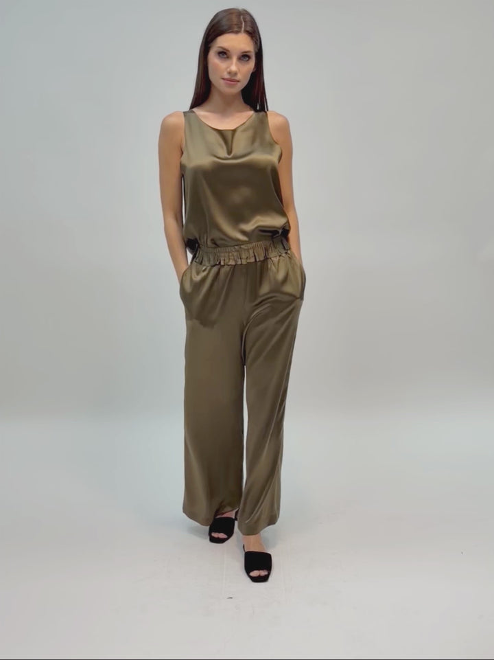 Wide legs Silk Charmeuse pants #MOSS