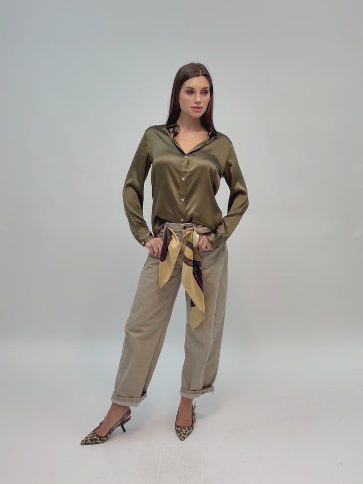 Silk Charmeuse classic button-up shirt #MOSS