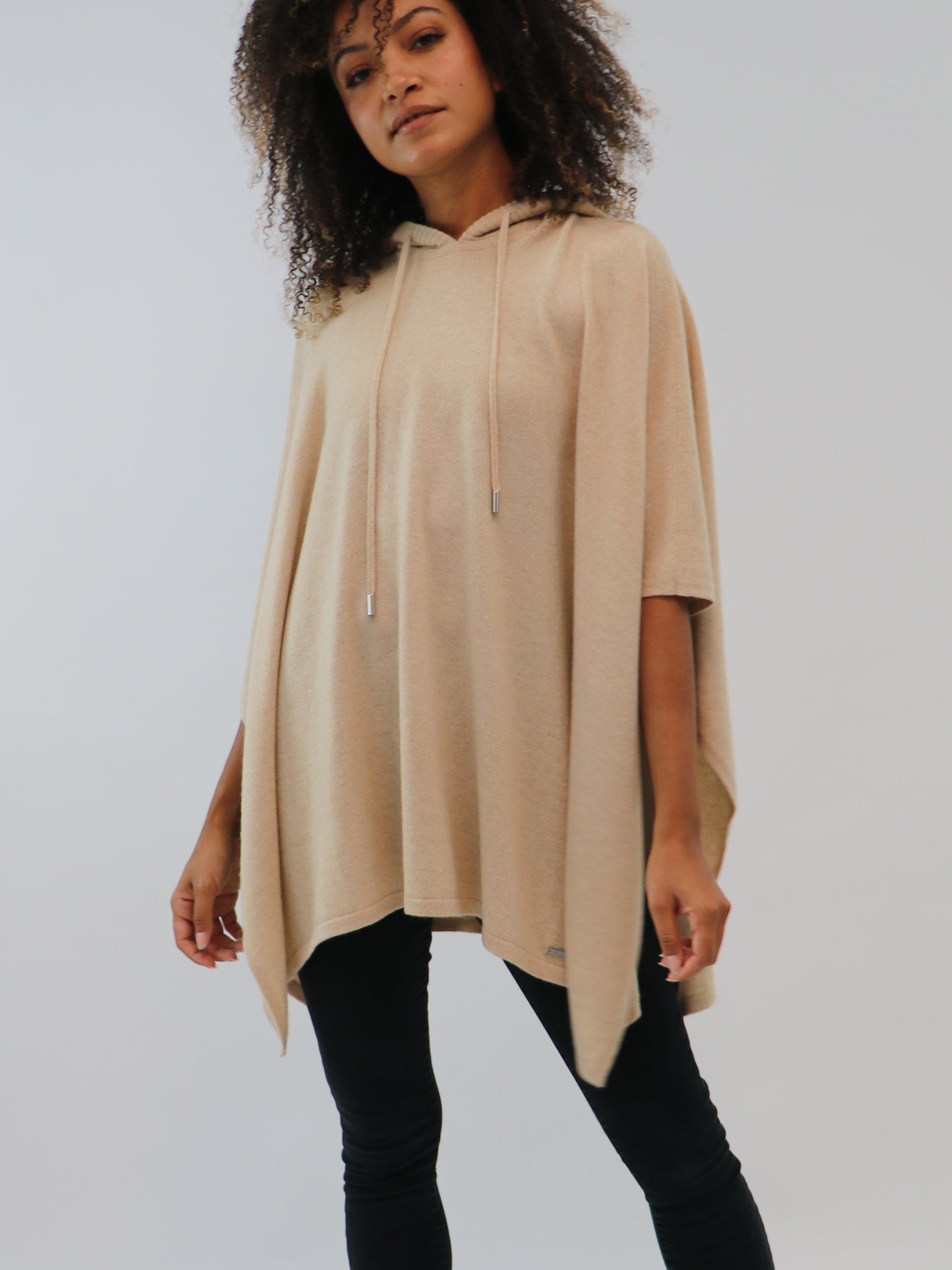 Organic Cashmere Hooded Poncho