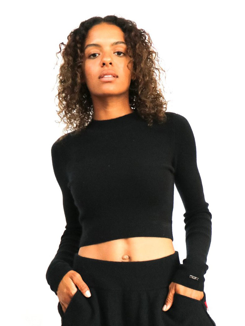 Cashmere cropped ribbed sweater