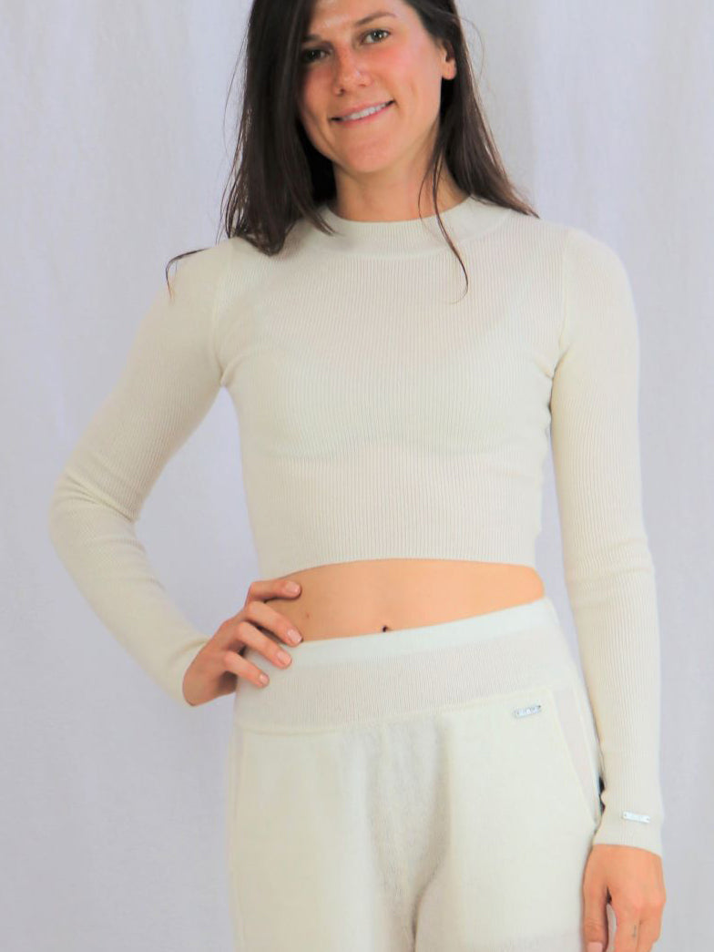 Cashmere cropped ribbed sweater