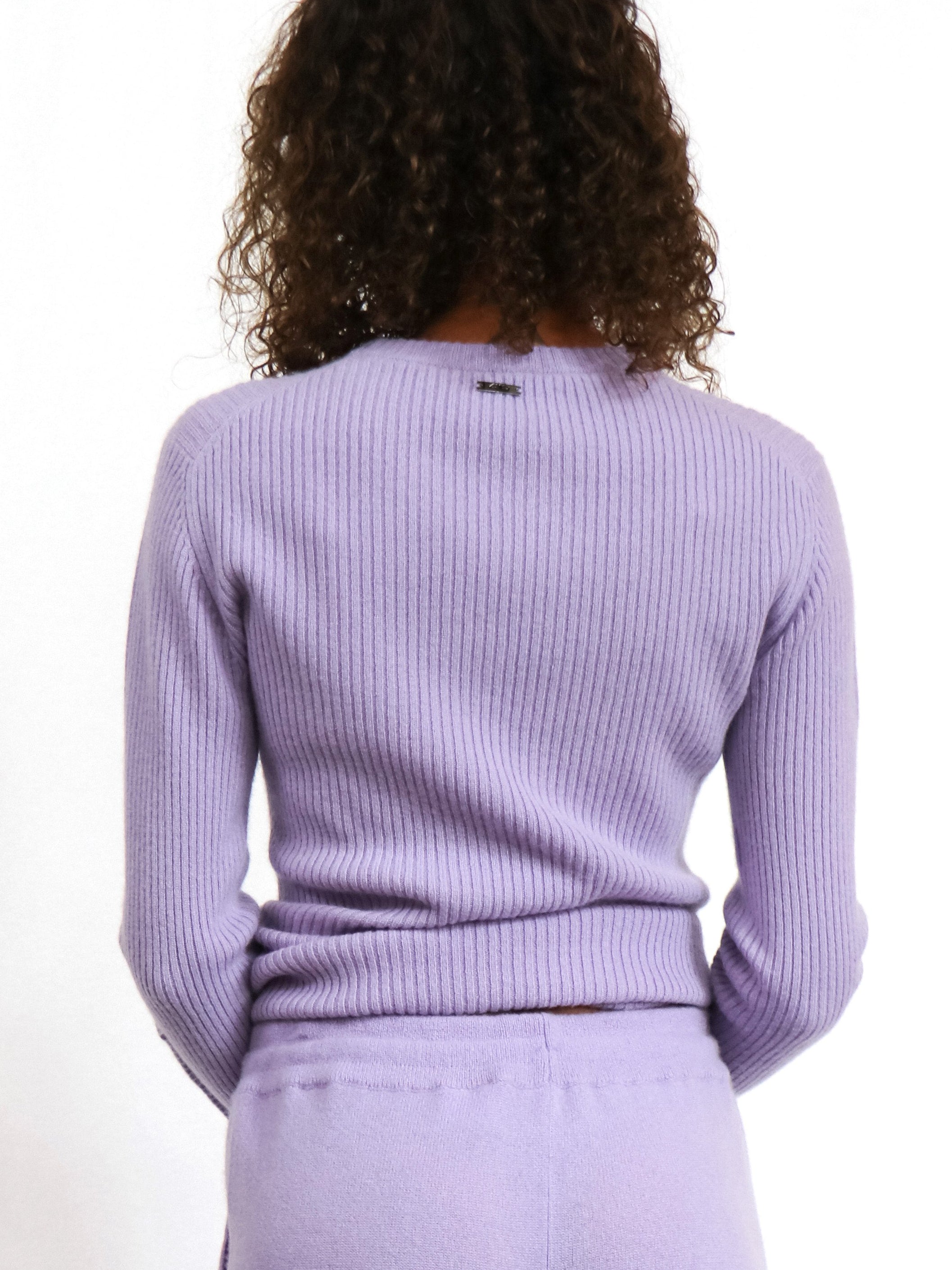 Ribbed Women Fitted Cashmere Crewneck