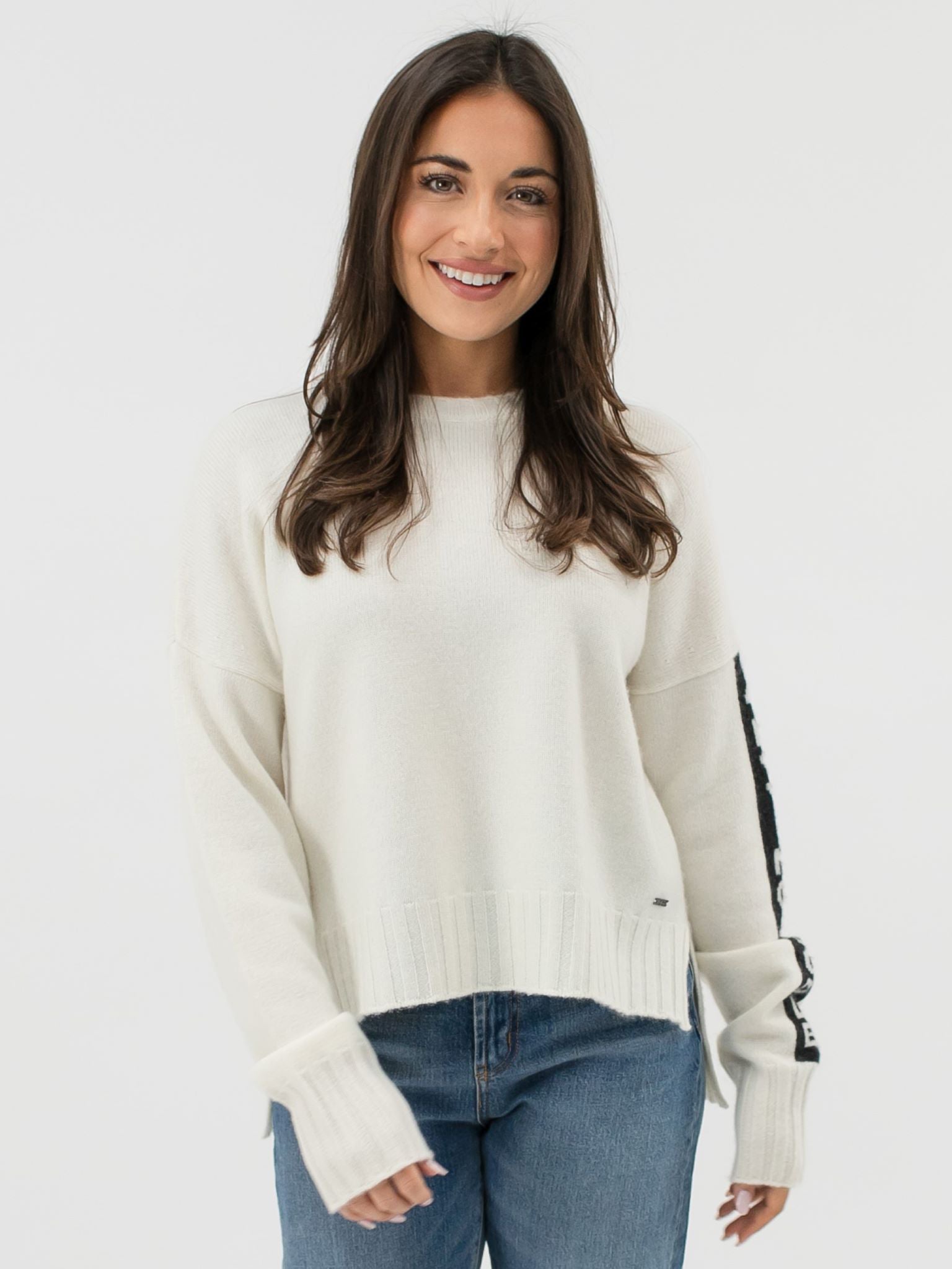Cashmere Crewneck with High and Low Hem