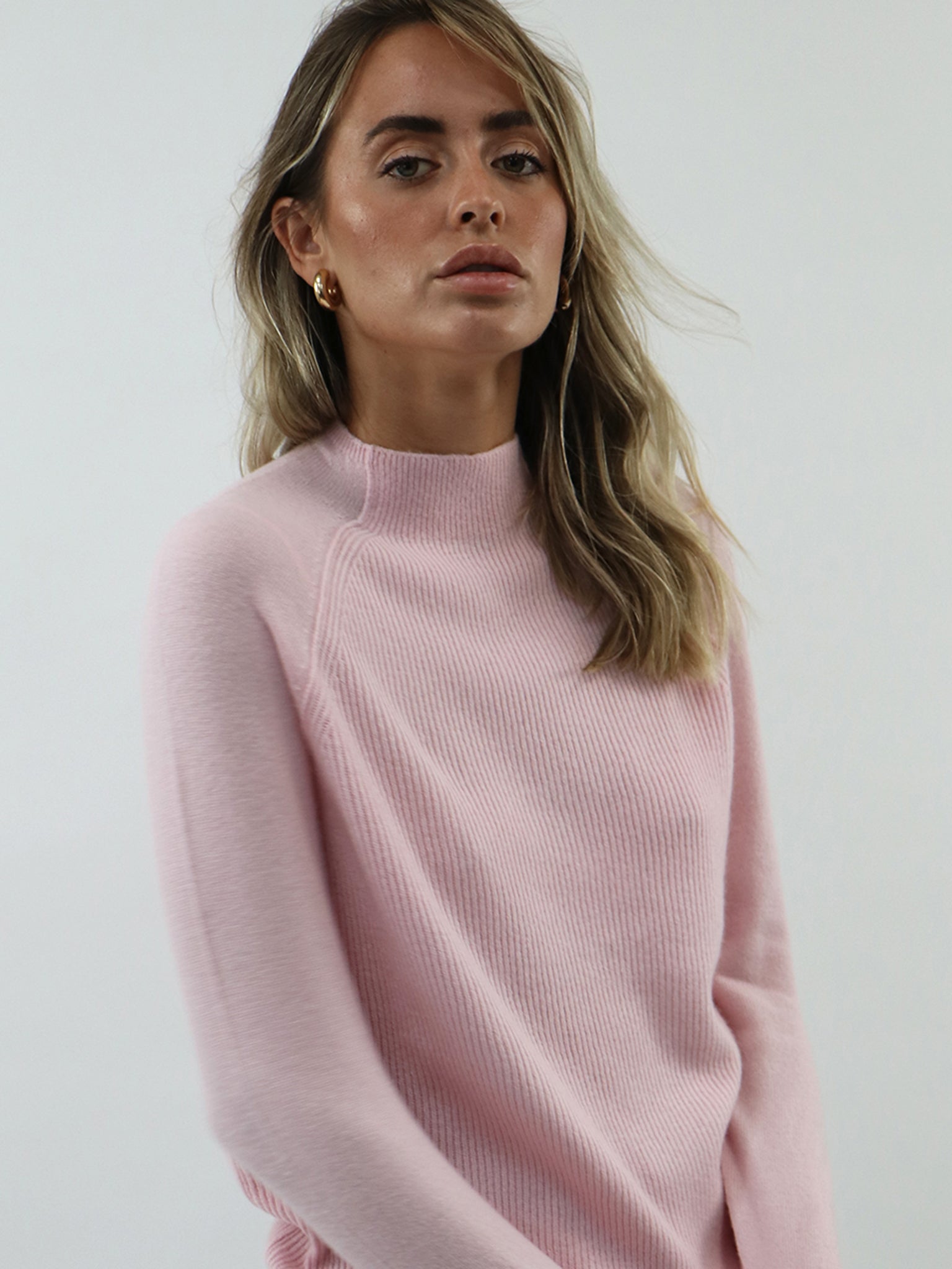 Ribbed Raglan Women Cashmere Sweater