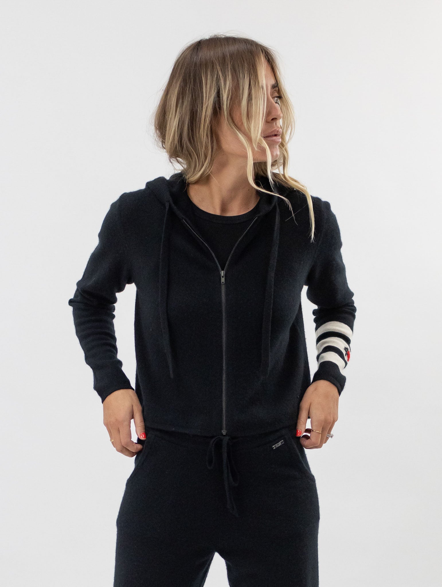 Women Zip-up Cropped Cashmere Hoodie