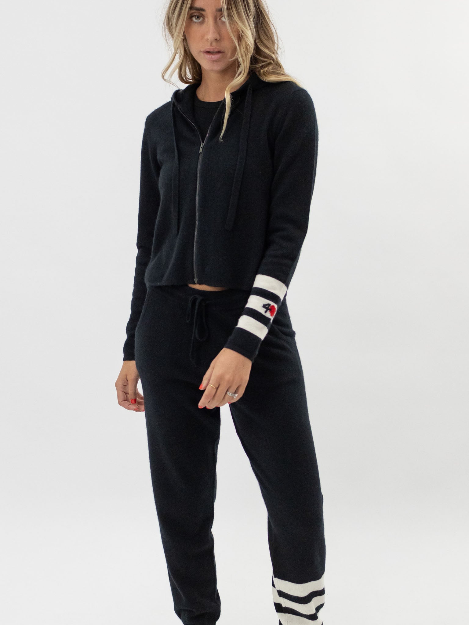 Women Zip-up Cropped Cashmere Hoodie