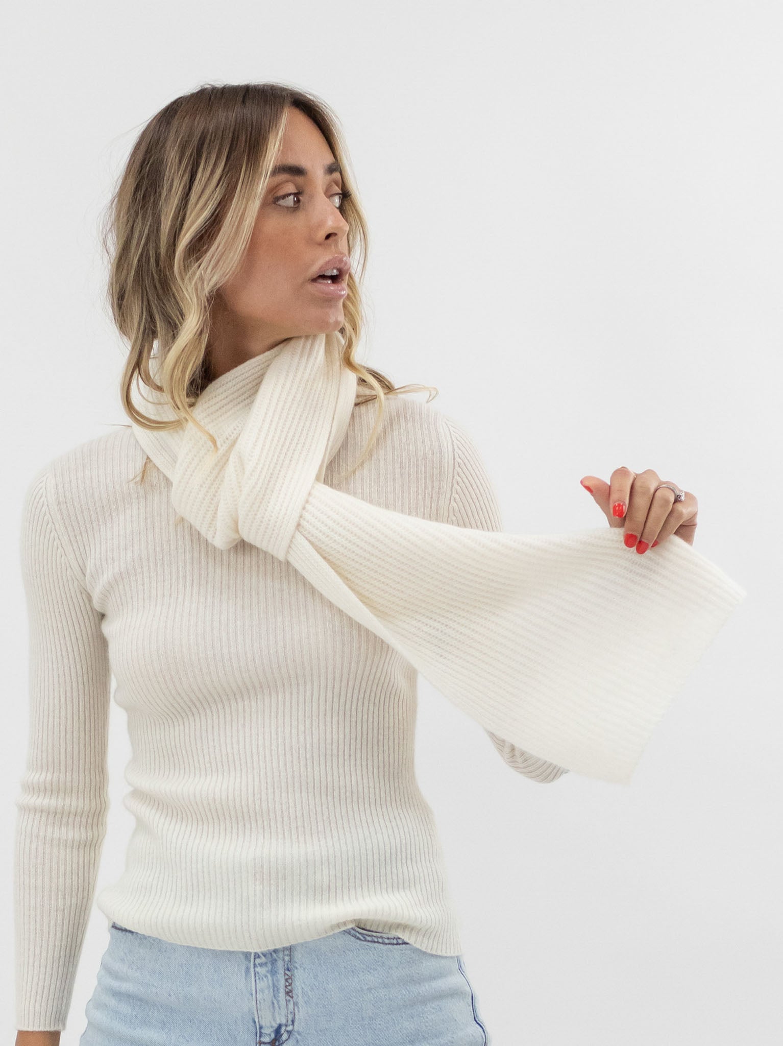 Loose Knit Cashmere Scarf